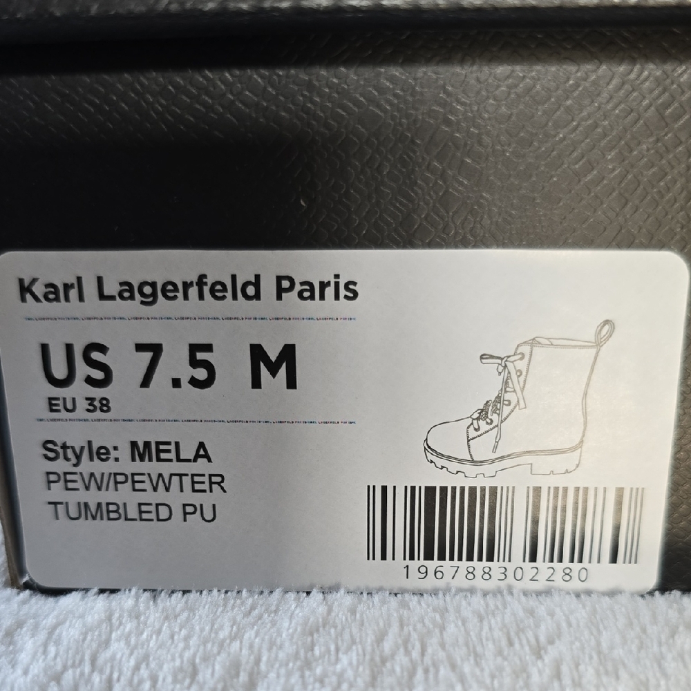 Karl Lagerfeld Paris Metallic Silver Boots with Simmering Chain Accents - Picture 13 of 13